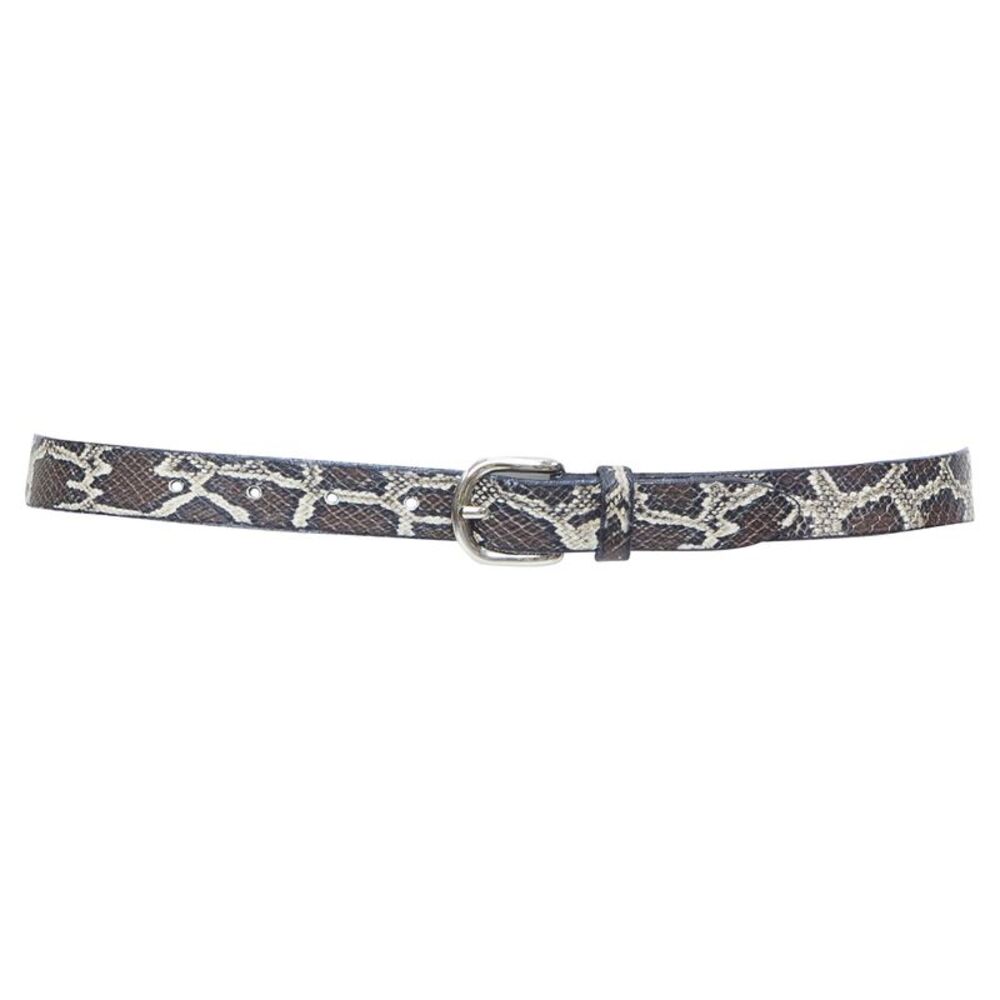 ISABEL MARANT 2021 Zap black embossed calfskin leather skinny loop waist belt S